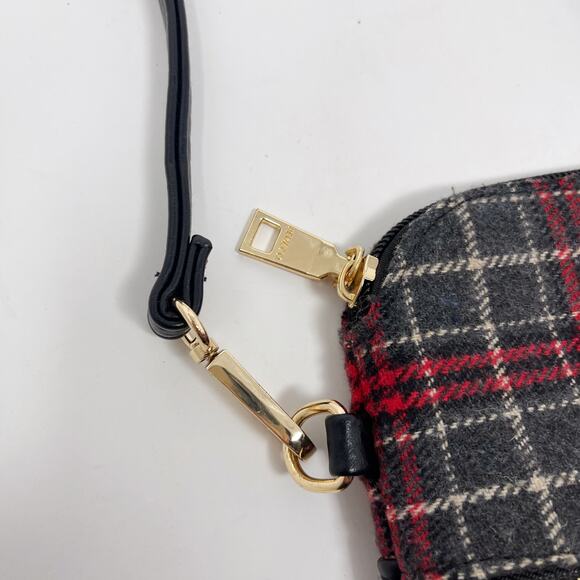 Jen & Co Black Gray Red Izzy Plaid Crossbody Bag Vegan Leather Zip Top Pockets - Picture 4 of 10